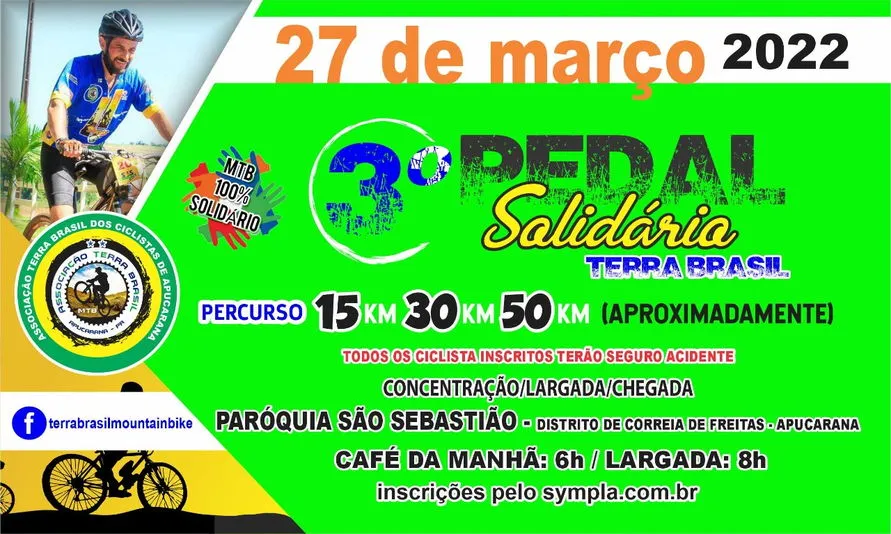 Abrem as inscrições para o 3º Pedal Solidário Terra Brasil
