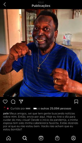 Pelé se pronuncia após rumores sobre morte: "Estou bonitão?"