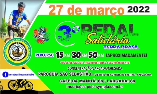 Abrem as inscrições para o 3º Pedal Solidário Terra Brasil