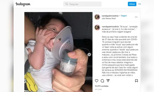 Mãe faz alerta após bebê com 1 mês positivar para Covid-19