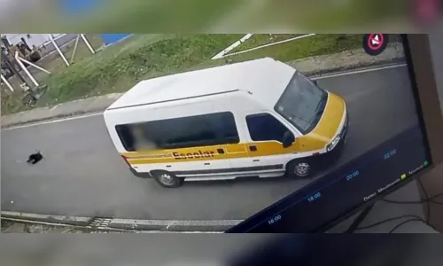 PR: Van escolar passa por cima de cão e motorista foge; veja