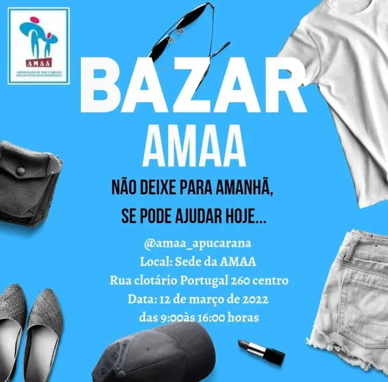 Amaa realiza bazar beneficente no sábado (12) em Apucarana