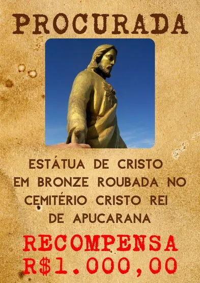 Família oferece recompensa por Cristo furtado em Apucarana