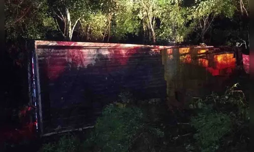 Caminhão tomba em ribanceira entre Faxinal e Cruzmaltina