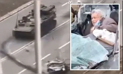 Idosa fica presa às ferragens após tanque atropelar carro