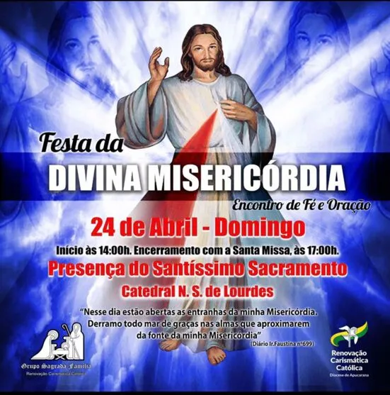 Festa da Divina Misericórdia acontece neste domingo (24)