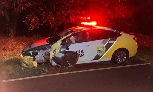 Viatura da Polícia Militar se envolve em acidente na PR-170