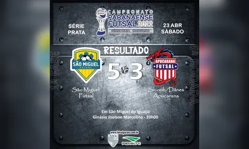 Apucarana Futsal perde de 5 a 3 em São Miguel do Iguaçu