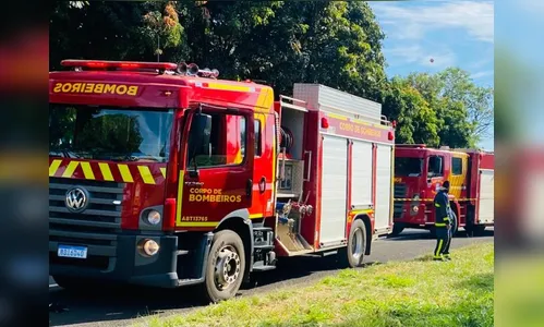 Bombeiros combatem incêndio na zona rural de Cambira