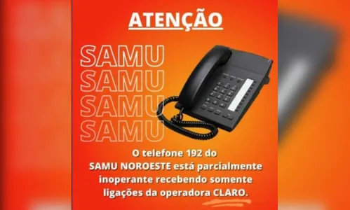 Telefone Samu/192 está inoperante na região de Ivaiporã