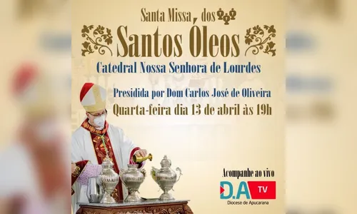 Missa dos Santos Óleos será realizada nesta quarta em Apucarana
