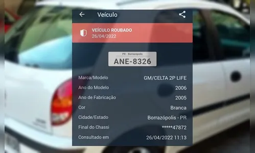 Ladrão furta carro na manhã desta terça (26) em Borrazópolis