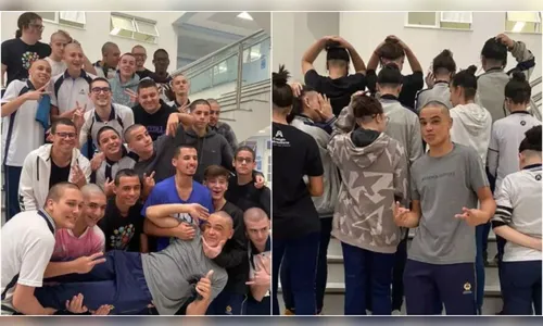 Colegas raspam a cabeça para homenagear amigo com câncer