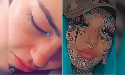 Modelo fala de cegueira e lágrimas azuis ao tatuar os olhos