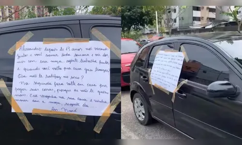 Mulher descobre traição e cola cartaz no carro do parceiro