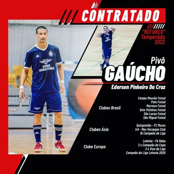 Ederson Pinheiro da Cruz, também conhecido como 'Gaúcho', é o novo reforço do Apucarana Futsal