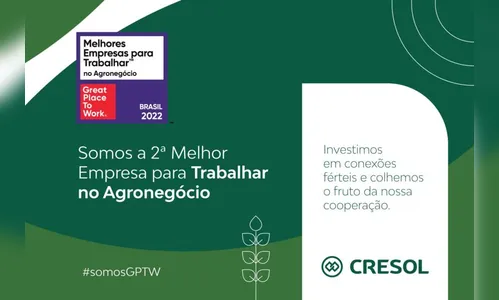 Agronegócio: Cresol é a 2ª melhor instituição para trabalhar