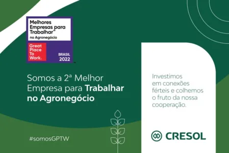 Agronegócio: Cresol é a 2ª melhor instituição para trabalhar