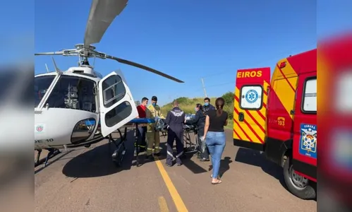 Jovem é resgatado por helicóptero após grave acidente na PR-317