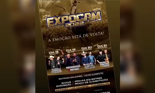 Cambira prepara volta da Expocam com shows sertanejos; confira