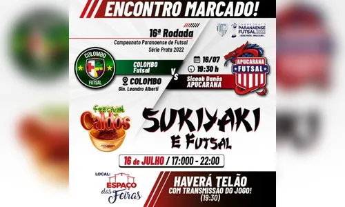Apucarana Futsal visita o Colombo; jogo será transmitido em telão