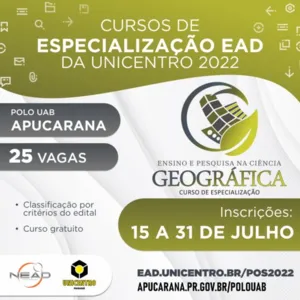 Pós-graduação em Ensino e Pesquisa na Ciência Geográfica, da Universidade Estadual do Centro-Oeste (Unicentro)