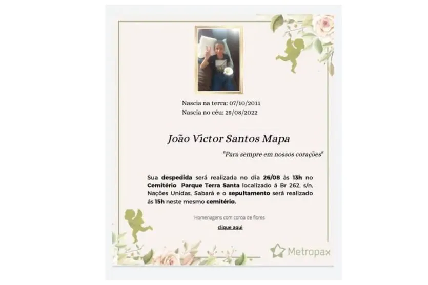 João Victor Santos, de 10 anos