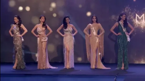 As cinco finalistas do Miss Universo Brasil 2022 na noite final do concurso em São Paulo.