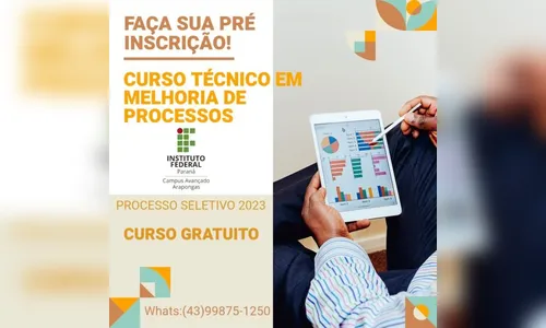 Arapongas: IFPR abre inscrições para curso técnico gratuito; confira