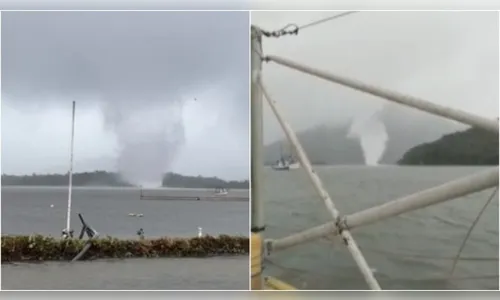 Tromba d'água é registrada no litoral do PR e assusta moradores; vídeo