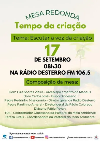 Atividade está sendo desenvolvida dentro do Tempo da Criação