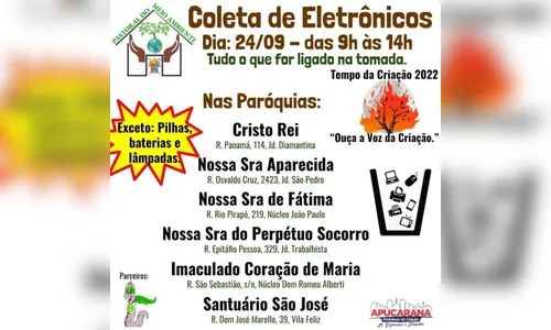 Pastoral de Apucarana promove coleta de eletrônicos e distribui mudas
