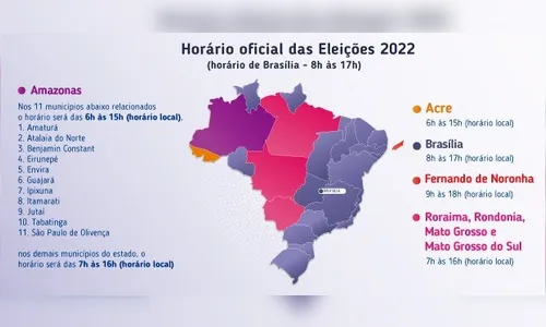 Votação em todo o país seguirá o horário de Brasília; veja como será