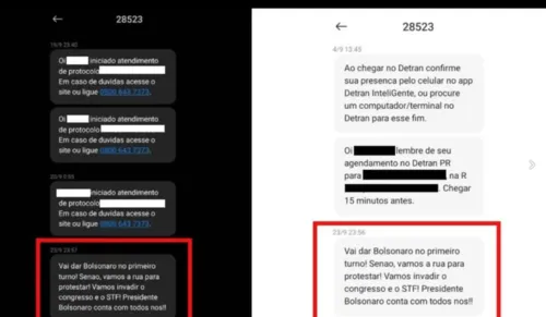 Mensagens, recebidas no fim da noite de sexta-feira (23), também fazem ameaça ao Supremo Tribunal Federal (