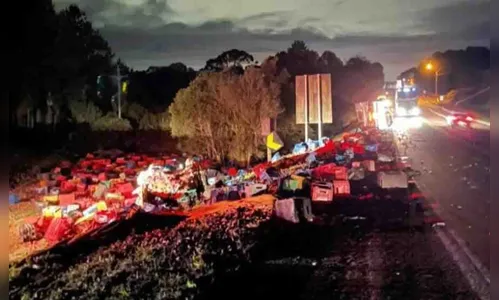 Duas pessoas morrem, após caminhão tombar sobre camionete na Br-116