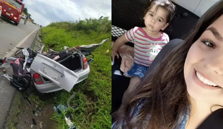 Kelly Levinski, de 25 anos, e sua filha de três anos, identificada como Iara