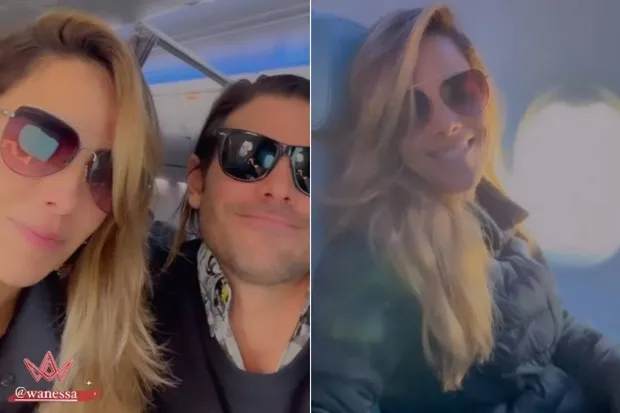 Com olhares apaixonados e dentro de um avião, o "novo" casal agitou as redes sociais