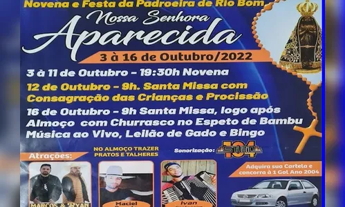 Rio Bom segue com festa da padroeira até dia 16; veja