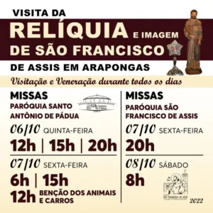 Já na sexta-feira (7), ocorre uma missa especial de bênção aos animais