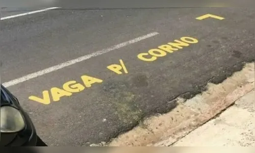 Morador pinta aviso de ‘vaga para corno’ na frente da garagem