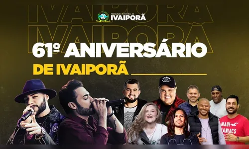 Aniversário de Ivaiporã terá shows na cidade; confira a programação