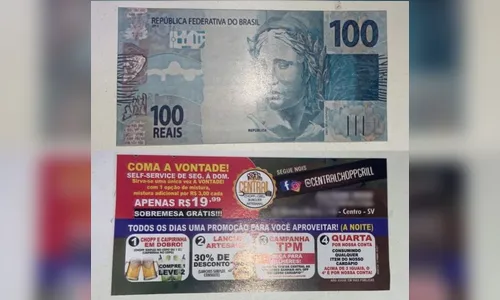 Dupla é 'enganada' ao invadir restaurante e levar panfletos de R$ 100