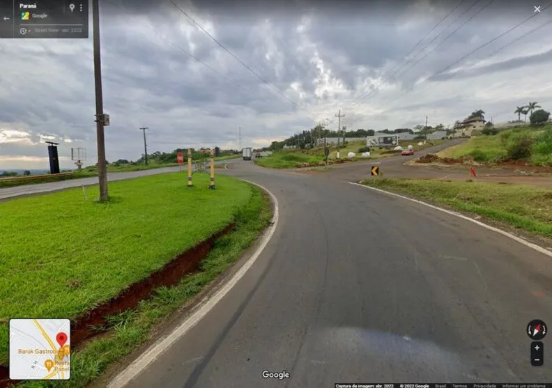 Imagem ilustrativa (Google street) do acesso à estrada Barro Preto (dir.), no trevo da BR 376, saída para Mandaguari