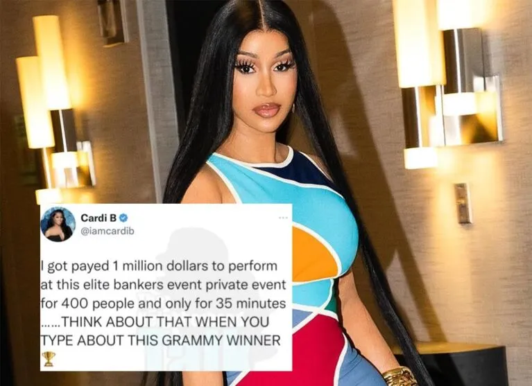 O Tweet de Cardi B ainda mostrava parte de um contrato a fim de comprovar o valor recebido