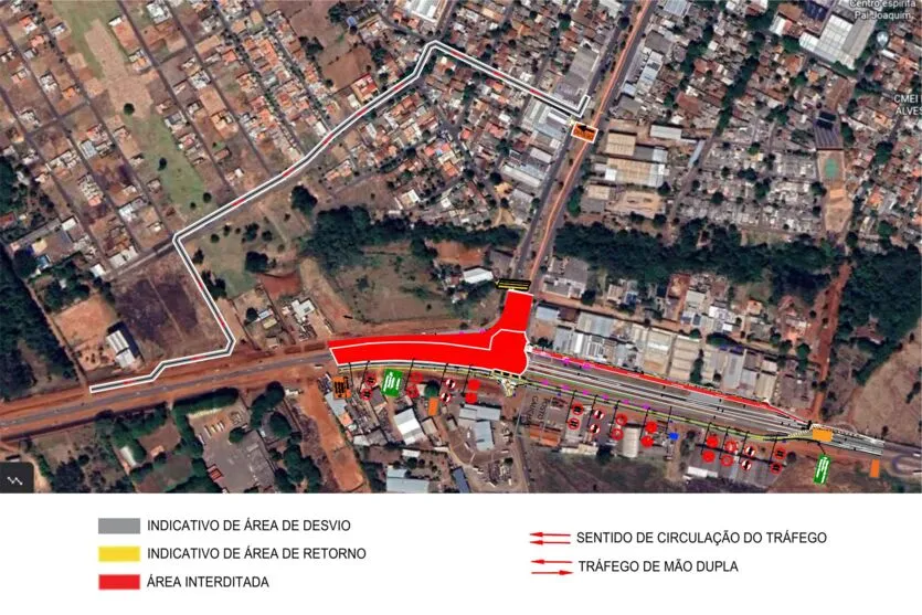 O trajeto alternativo estará todo sinalizado pelo DER/PR, orientando os condutores quanto à mudança temporária