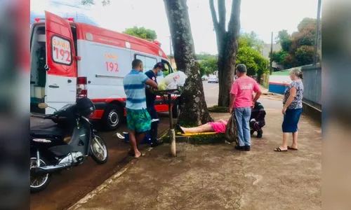 Acidente entre carro e moto deixa uma mulher ferida em Apucarana