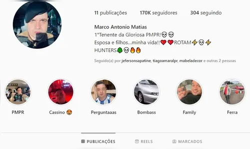 Perfil de tenente de Arapongas ganha 140 mil seguidores após morte