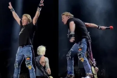 Axl Rose arremessa microfone para plateia e acerta fã em show