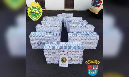 PM apreende carro lotado de cigarros contrabandeados na PR-466