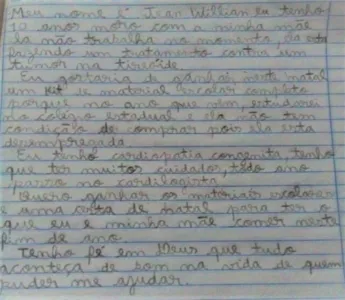 Elhoa, de 7 anos, pediu uma cesta básica e uma roupa para o fim de ano